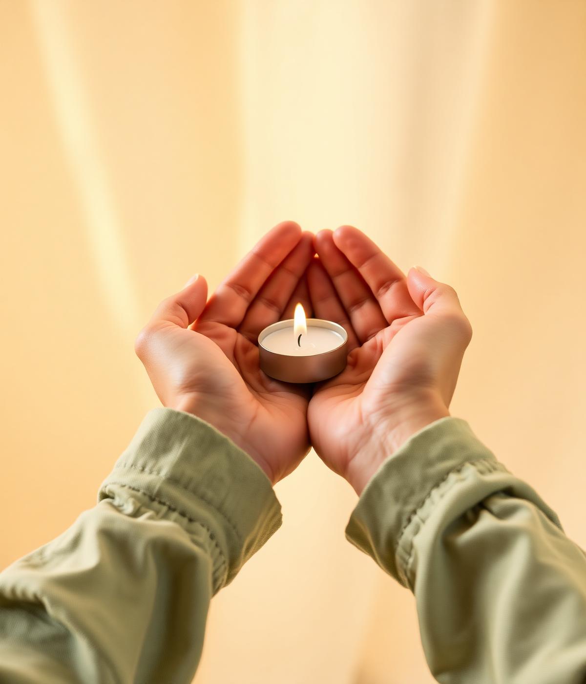 Hands holding a candle